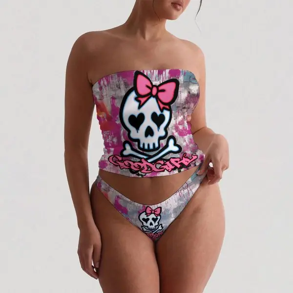 "Good Girl"  Women's Strapless Tube Top & Thong Set