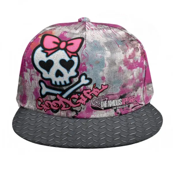 "Good Girl Skull" Premium Flat Brim Cap