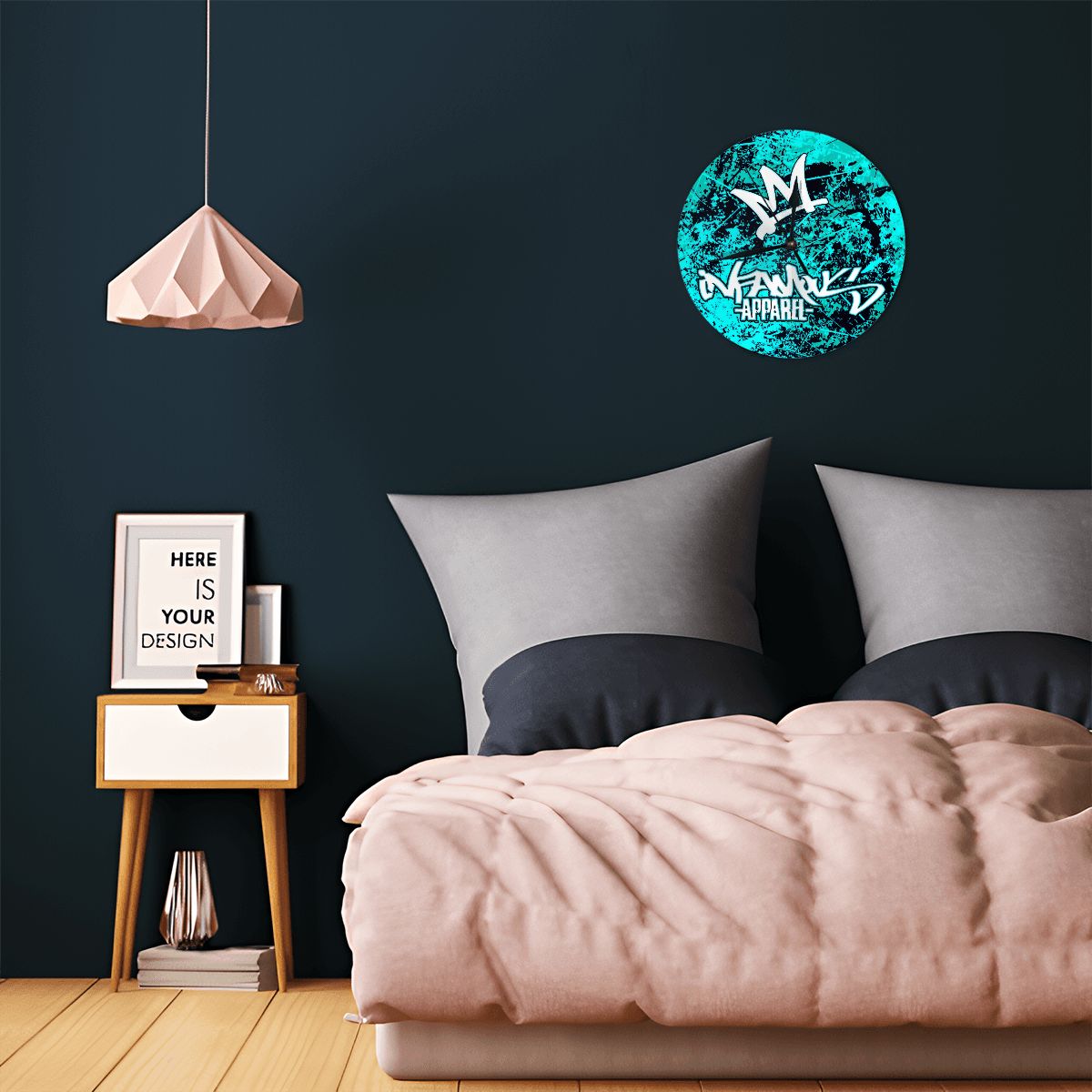 Electric Blue Wall Clock No Numbers Image 5