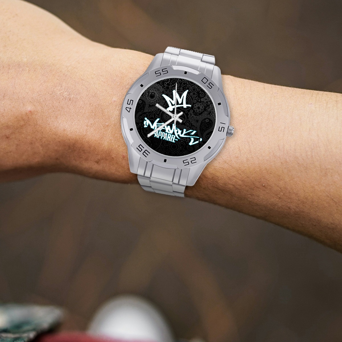 Infamous Apparel "Black Bandana Face" Stainless Steel Watch Image 3