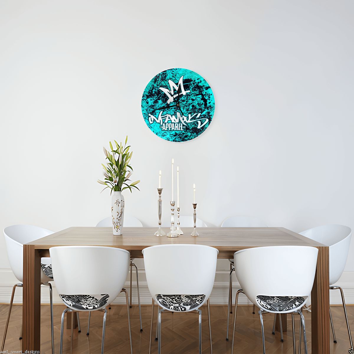 Electric Blue Wall Clock No Numbers Image 4