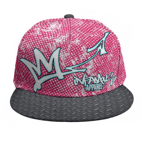 Pink Grunge Snapback Cap With Flat Brim