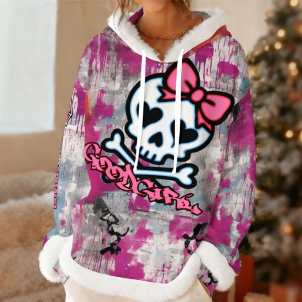 "Good Girl" Women's Fleece Hoodie With Faux Fur Trim