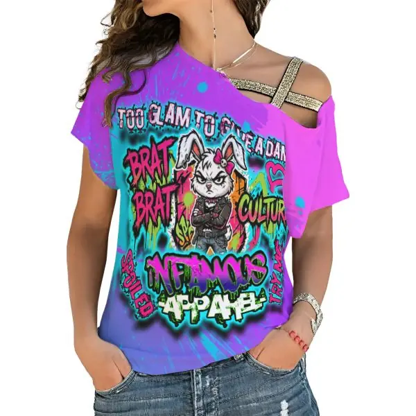 "Brat Culture" Women's Off the Shoulder T shirt With Elastic Band