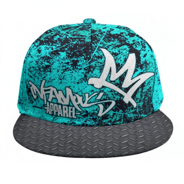 Electric Blue Snapback Cap With Flat Brim