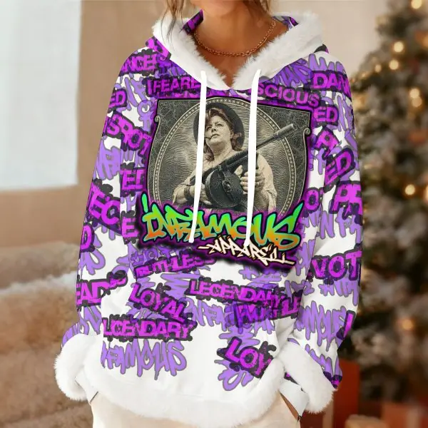 "Ma Baker" Fleece Hoodie With Faux Fur Trim