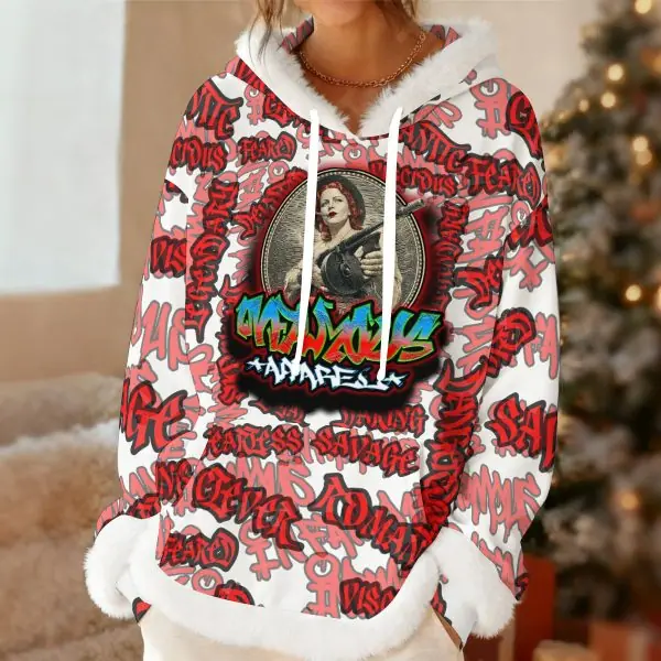 "Bonnie Parker" Fleece Hoodie With Faux Fur Trim