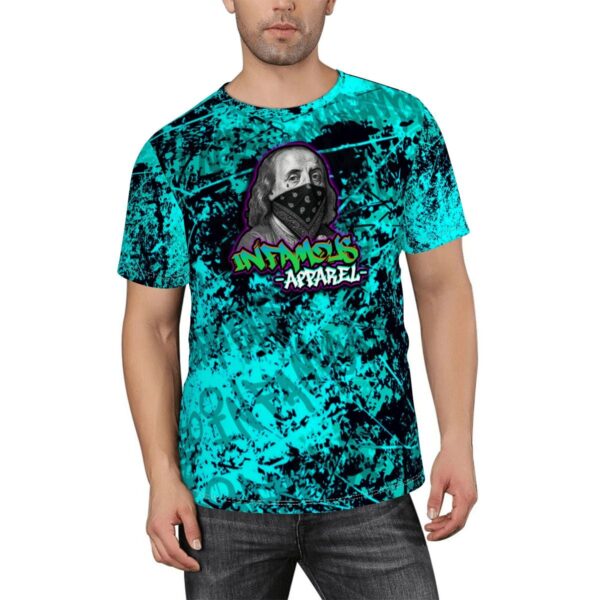 "The Benjamin" Electric Blue Grunge Men's Short Sleeve T Shirt