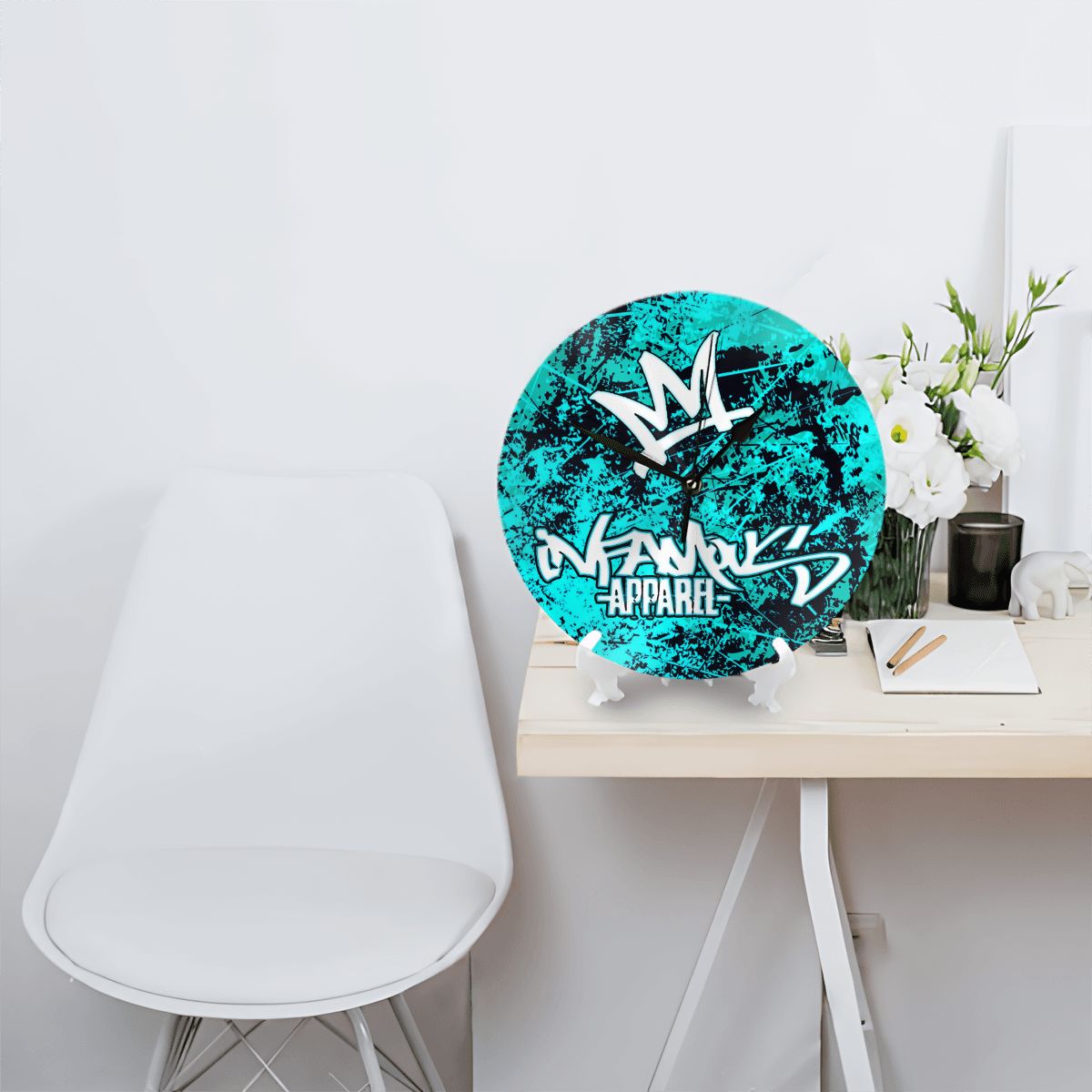 Electric Blue Wall Clock No Numbers Image 3