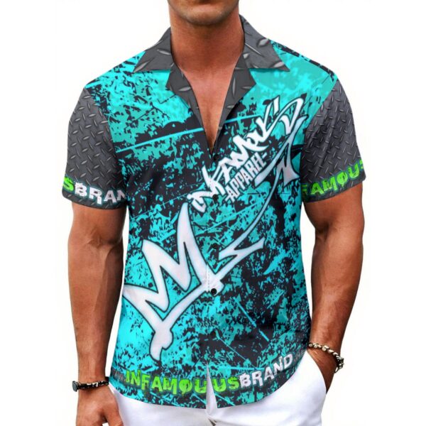 All Over Print Men's Hawaiian Shirt With Button Closure